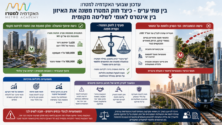 בין שתי ערים – כיצד חוק המטרו משנה את האיזון בין אינטרס לאומי לשליטה מקומית