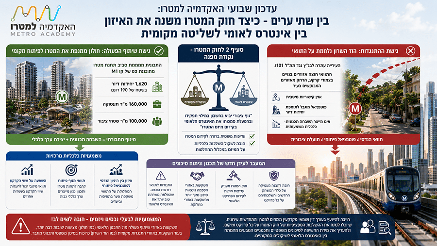 בין שתי ערים – כיצד חוק המטרו משנה את האיזון בין אינטרס לאומי לשליטה מקומית